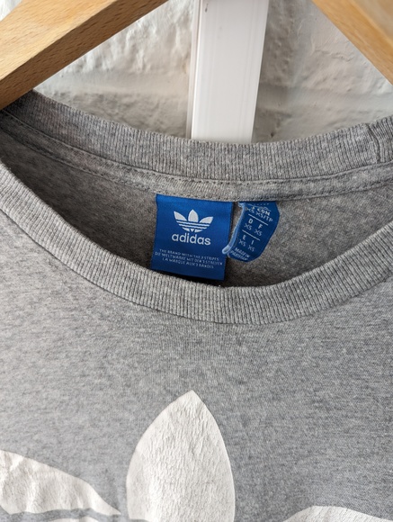 Adidas Originals Crew Neck T Shirt - Size XS - Grey & White - Cotton - P2P 19" - Picture 7 of 7